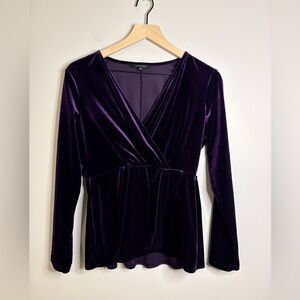 Women’s WARDROBE purple velvet long-sleeved top v-neck & wrap-style front size M